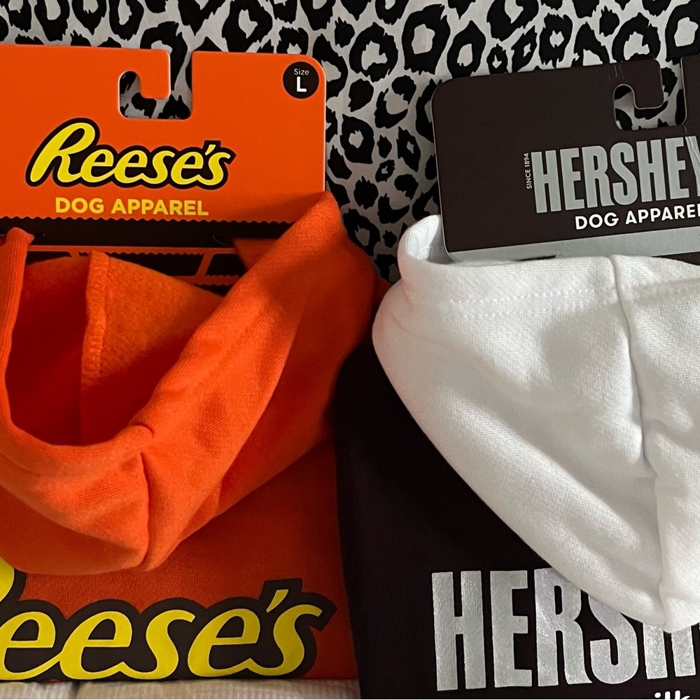 NEW ( pair) LARGE Reese's and Hershey's Dog Hoodies